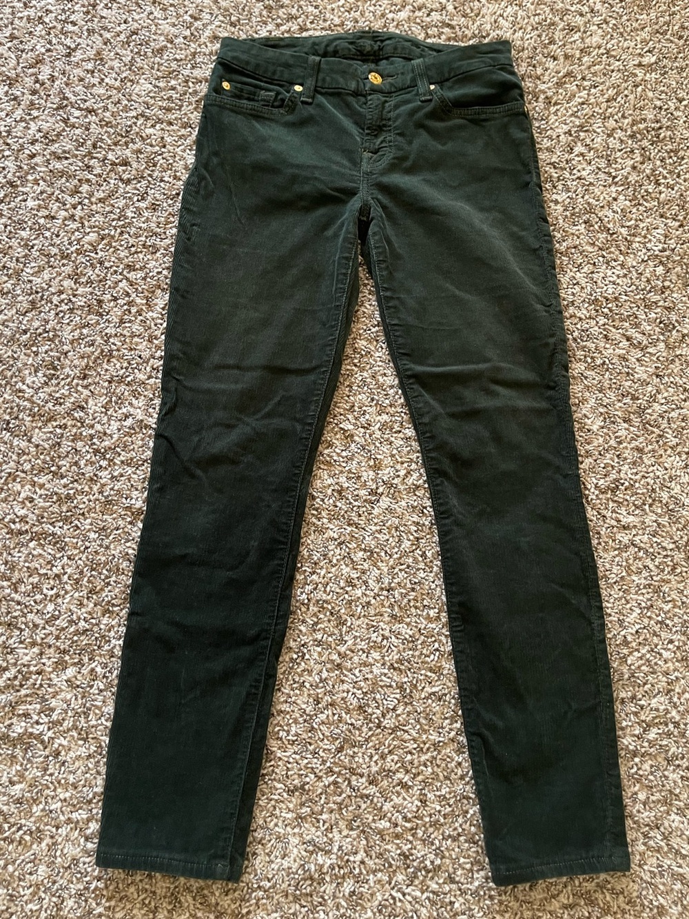 7 For All Mankind The Skinny Corduroy Pants Womens Size 26 Hunter Forest‎ Green
